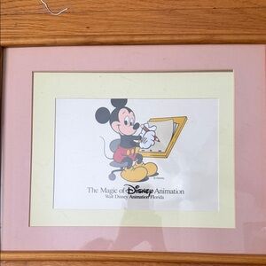 Disney Framed Mickey Print with Pink Mat and Cream Border